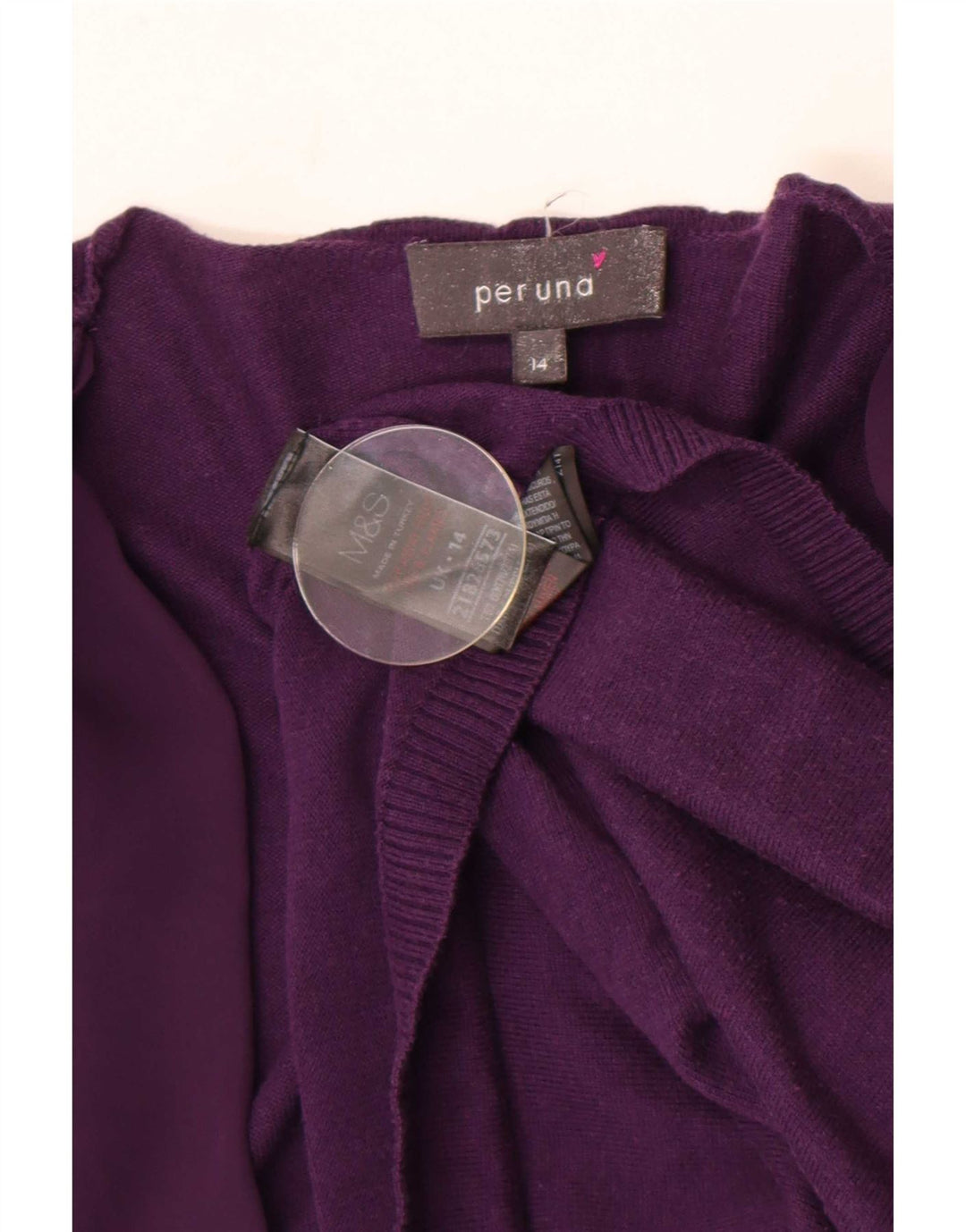 Maglione cardigan aperto da donna Marks & Spencer UK 14 Cotone viola medio