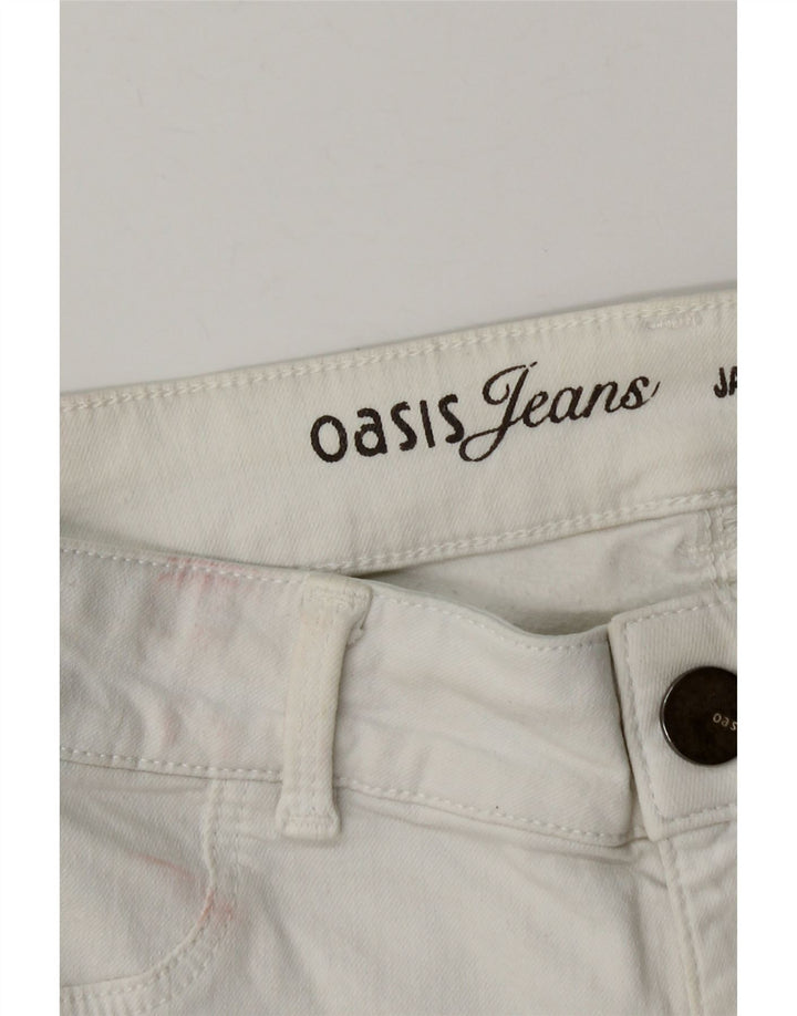 Pantaloncini di jeans da donna Oasis UK 12 medi W28 cotone bianco