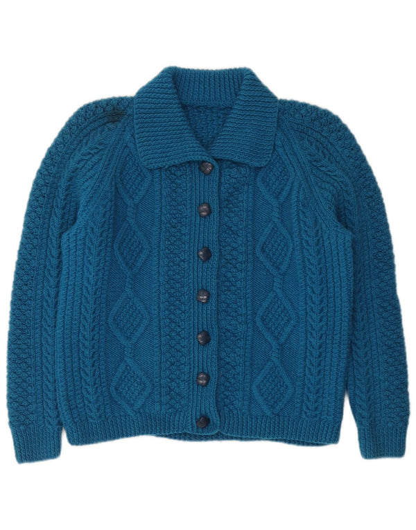 Maglione cardigan da donna vintage UK 10 piccolo blu