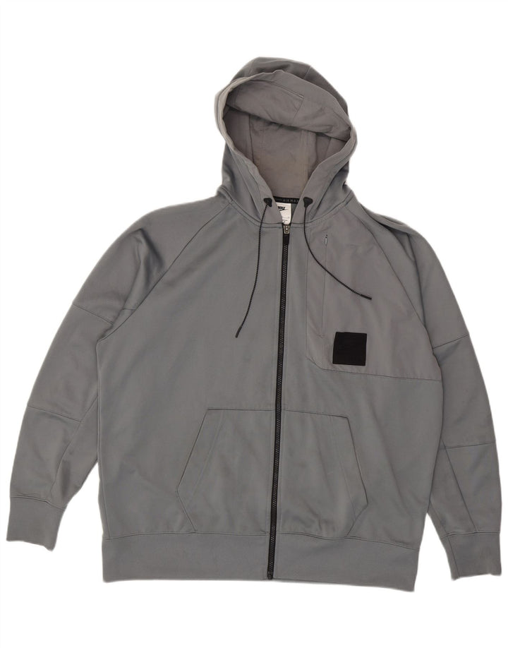 Felpa con cappuccio e zip grafica Nike da uomo XL in poliestere grigio