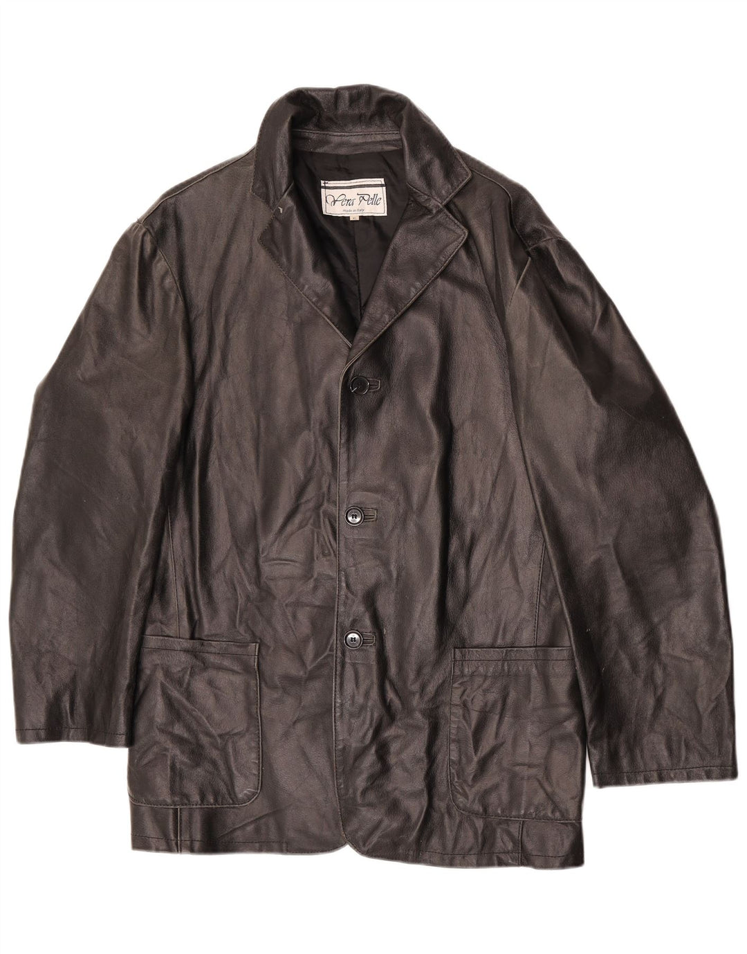 Giacca in pelle vintage da donna UK 18 XL in pelle nera