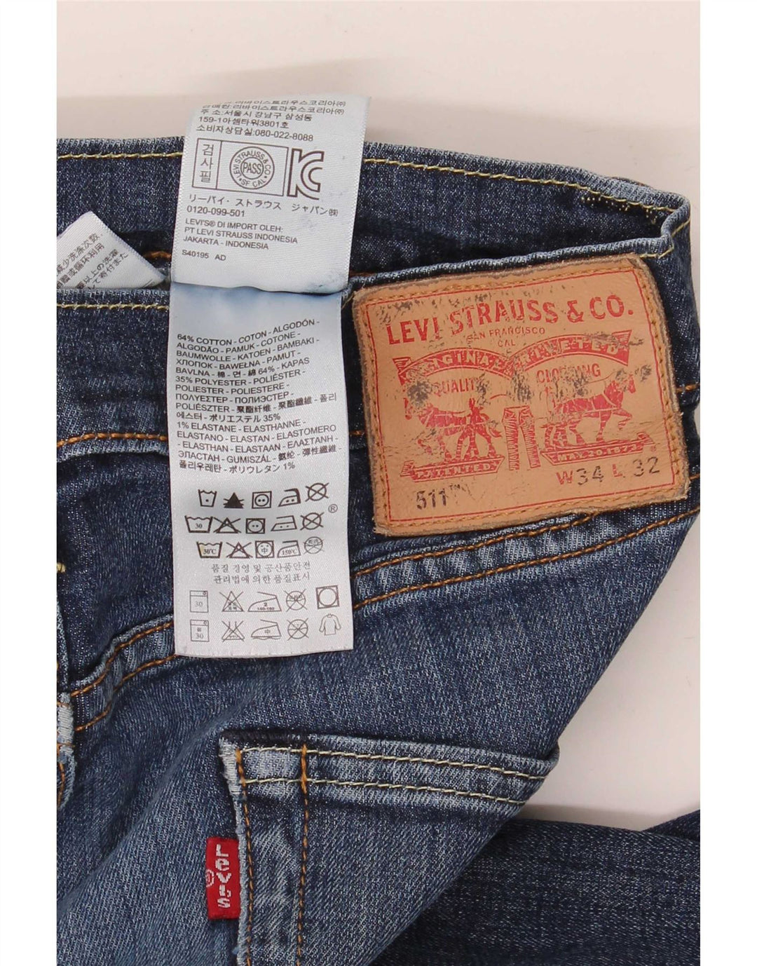Jeans Levi's Uomo 511 Slim W34 L32 Cotone Blu