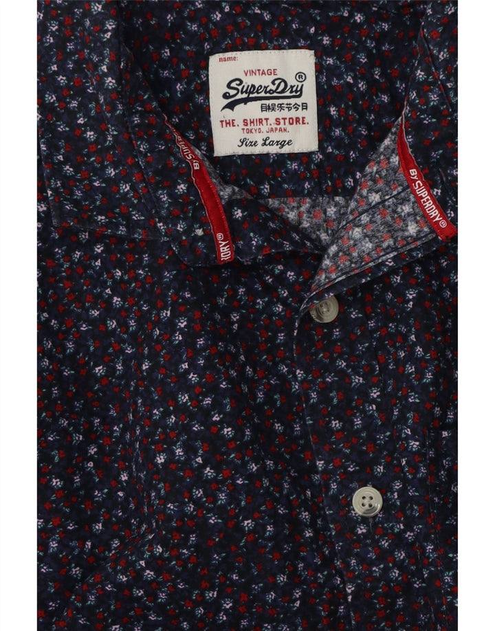 Camicia da uomo SUPERDRY grande blu navy floreale