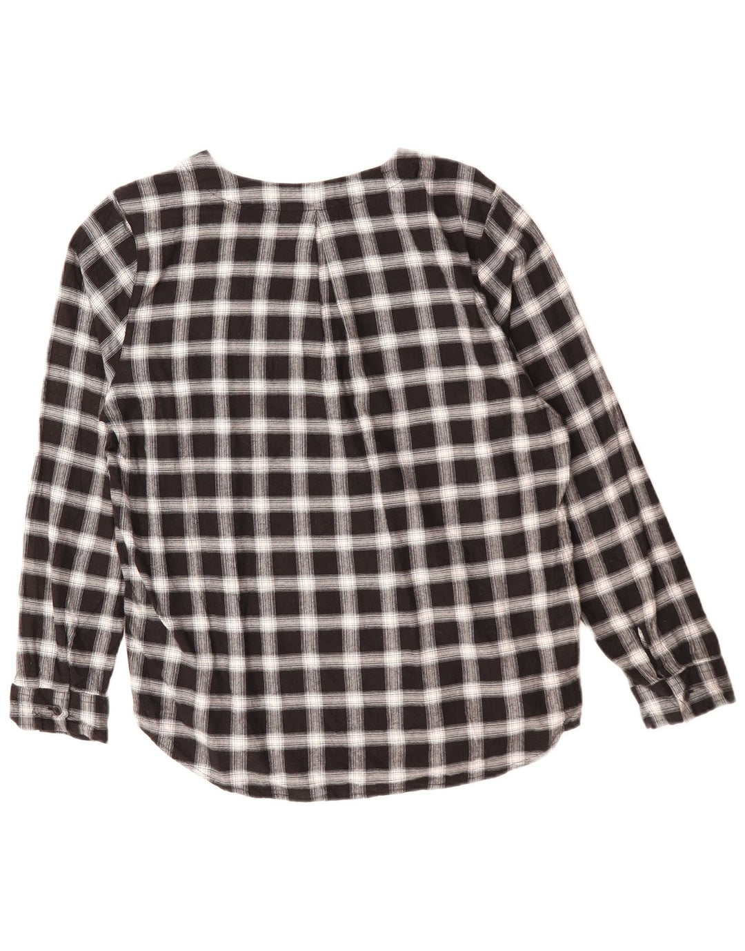Camicia pullover ampia da donna Eddie Bauer UK 14 cotone medio nero a quadri