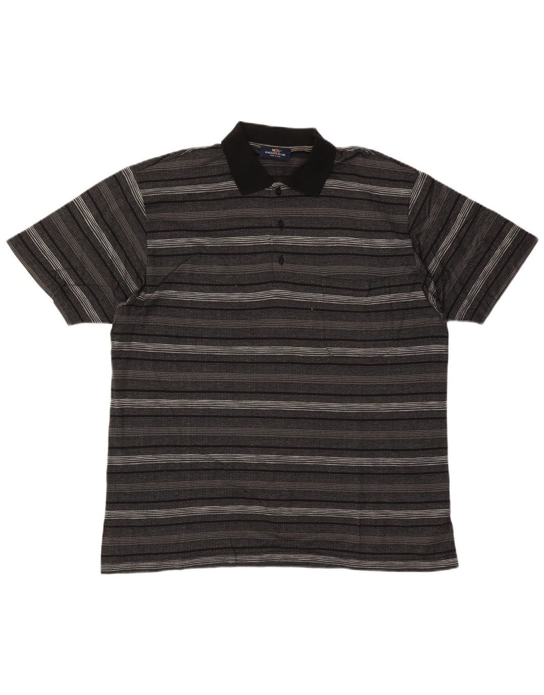 Polo vintage da uomo in cotone a righe grandi grigie