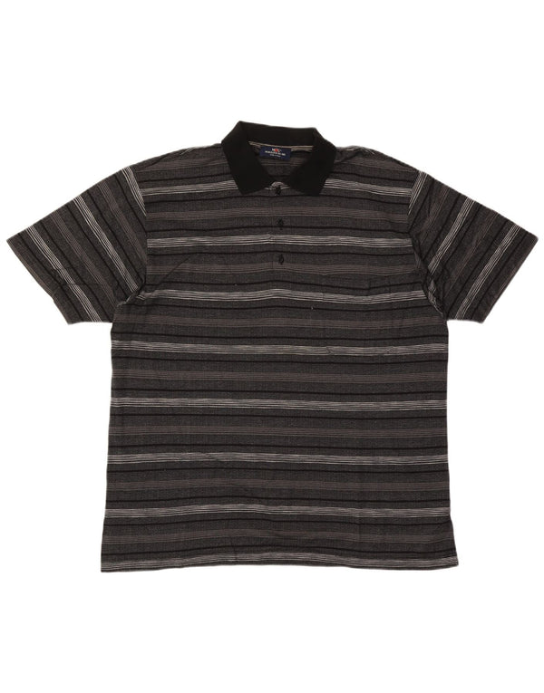 Polo vintage da uomo in cotone a righe grandi grigie