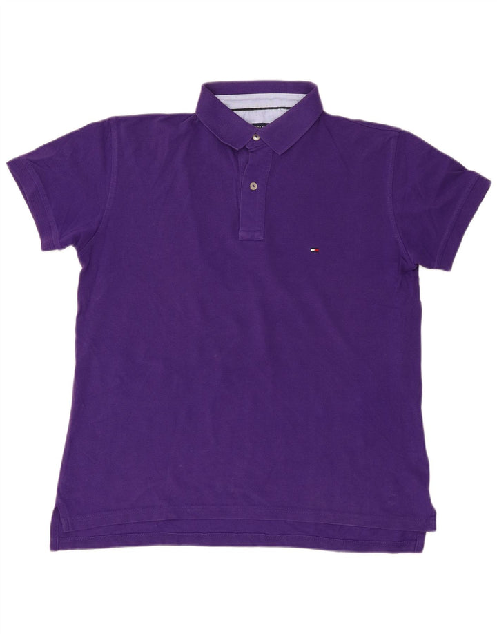 Polo da uomo Tommy Hilfiger in cotone viola medio