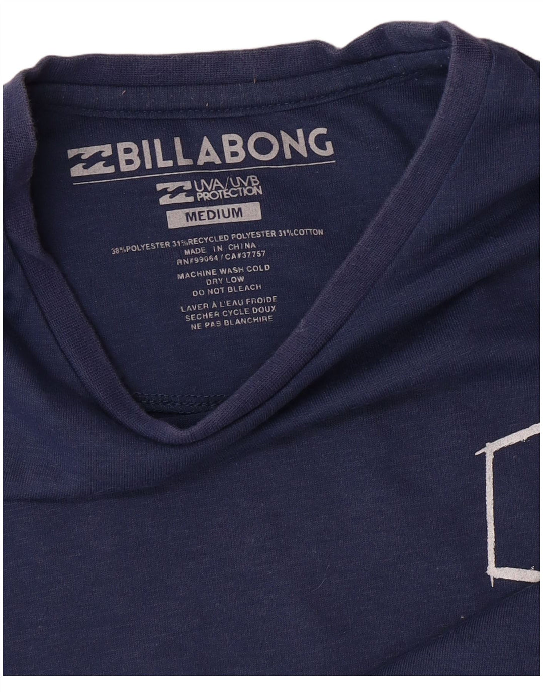 T-shirt grafica da donna BILLABONG Top UK 14 poliestere medio blu navy