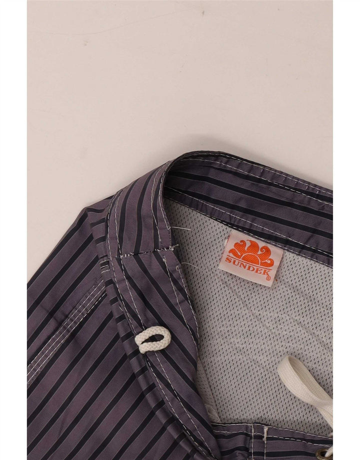 Pantaloncini da bagno da uomo Sundek, grandi, in poliestere gessato viola