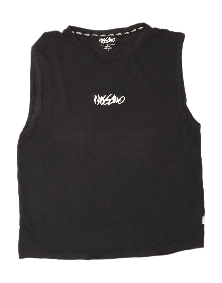 Mossimo Canottiera grafica da uomo XL in cotone nero
