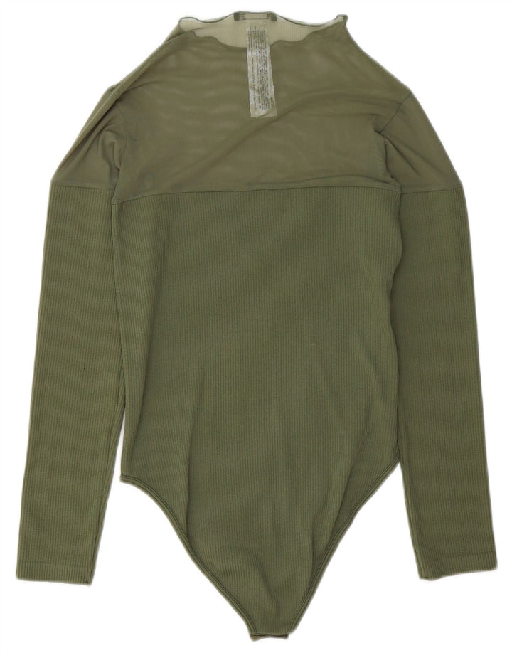 Body a maniche lunghe da donna ZARA UK 14 Verde medio Poliestere