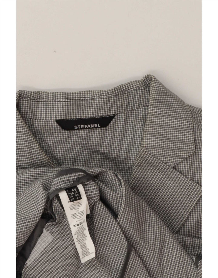 Giacca blazer da donna a 3 bottoni Stefanel IT 48 XL cotone a quadri grigio
