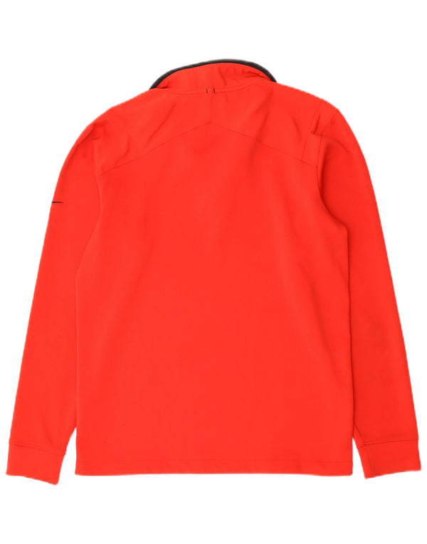 Nike Uomo Dri Fit Top con Zip al Collo Manica Lunga Piccolo Rosso Poliestere