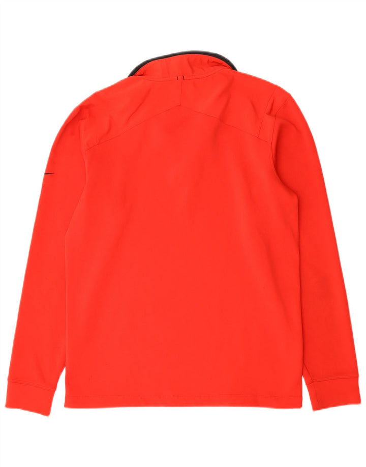 Nike Uomo Dri Fit Top con Zip al Collo Manica Lunga Piccolo Rosso Poliestere