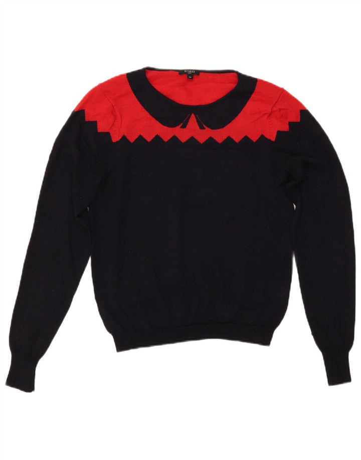 HOBBS Maglione da donna con scollo a barca maglione UK 10 piccolo blu navy color block