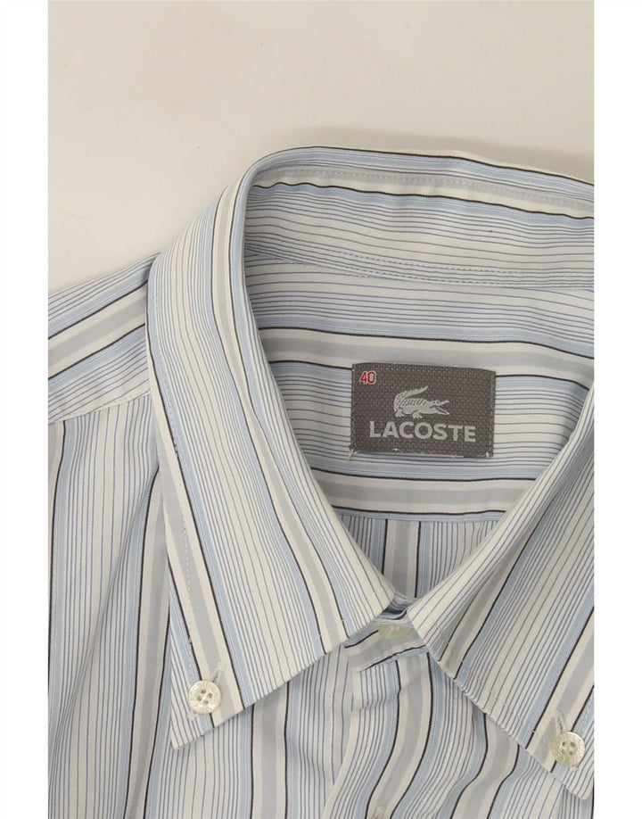 Camicia da uomo a maniche corte Lacoste taglia 40 a righe blu medio