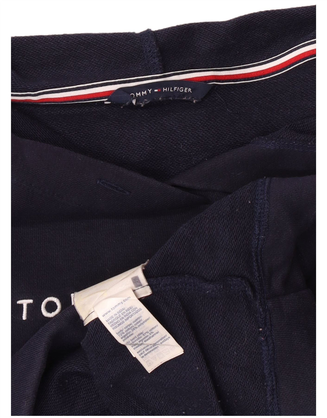 Maglione con cappuccio grafico da donna Tommy Hilfiger UK 14 cotone blu navy medio