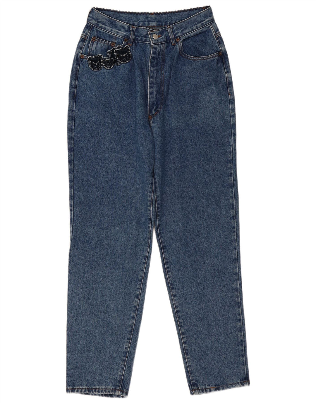 Jeans vintage da donna affusolati a vita alta W32 L30 in cotone blu