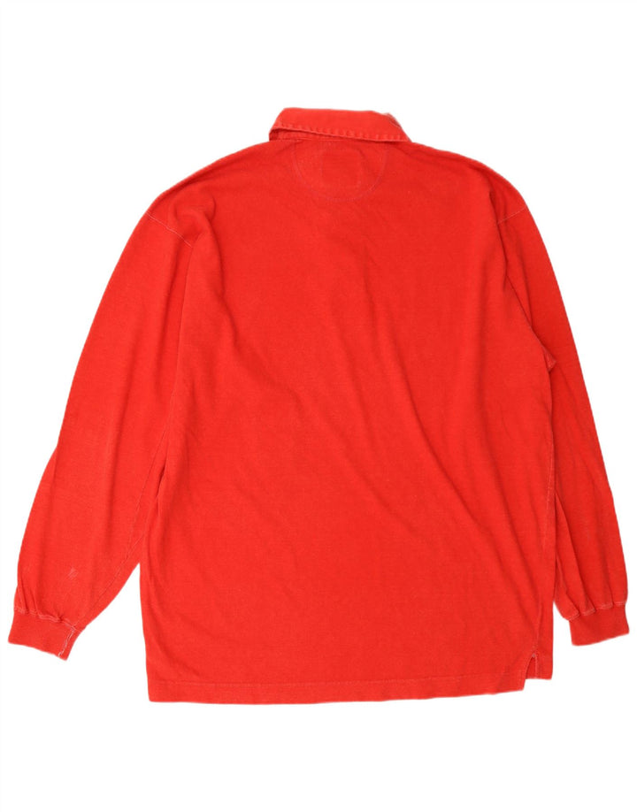 Polo da uomo a maniche lunghe con grafica United Cotton Rosso medio