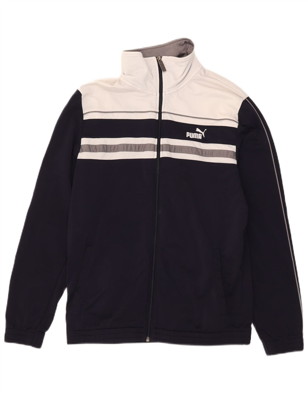 Giacca da tuta da uomo Puma Medium in poliestere color block blu navy