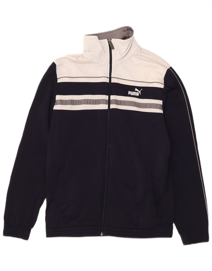 Giacca da tuta da uomo Puma Medium in poliestere color block blu navy