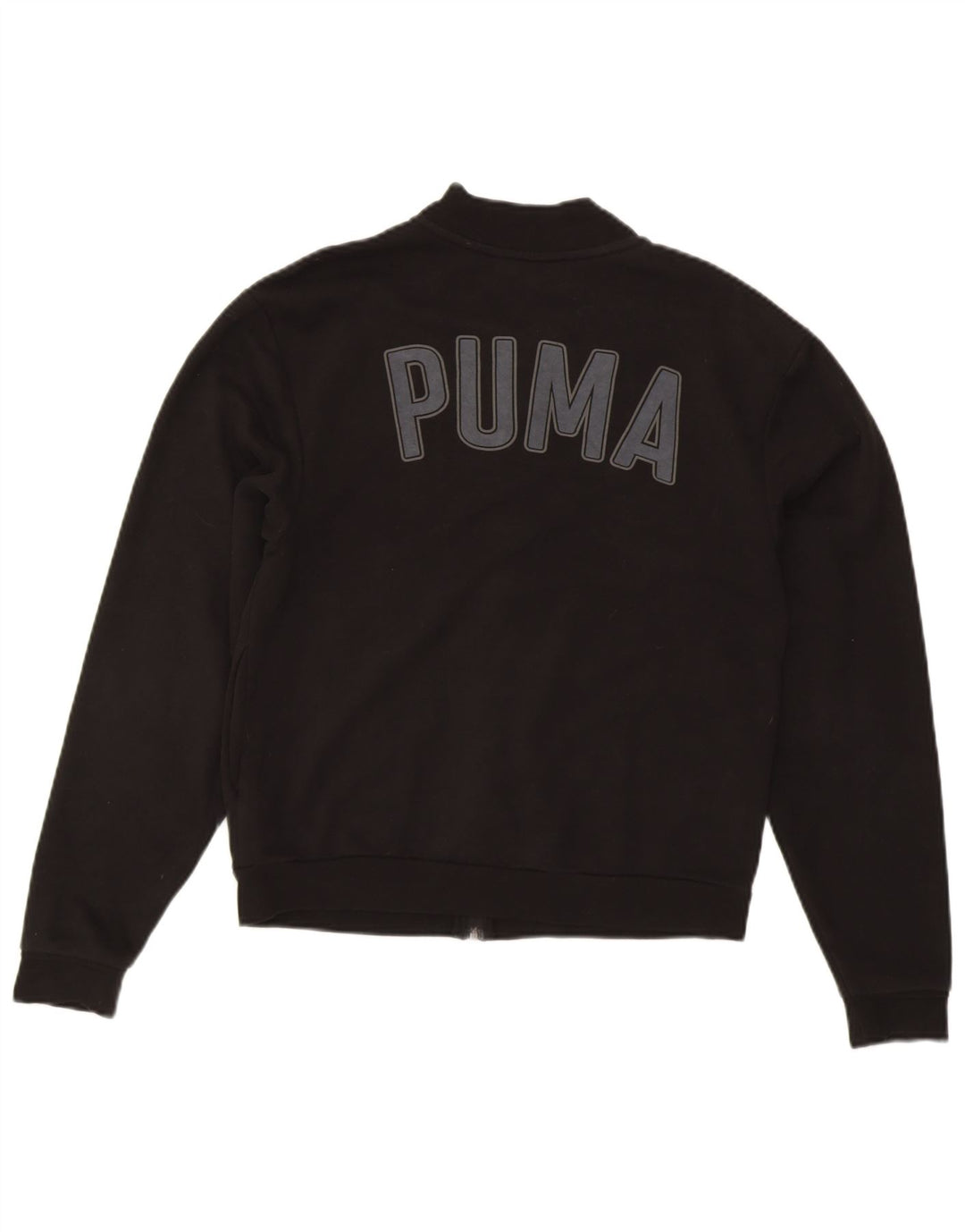 PUMA Womens Graphic Tracksuit Top Jacket UK 10 Small Black Cotton