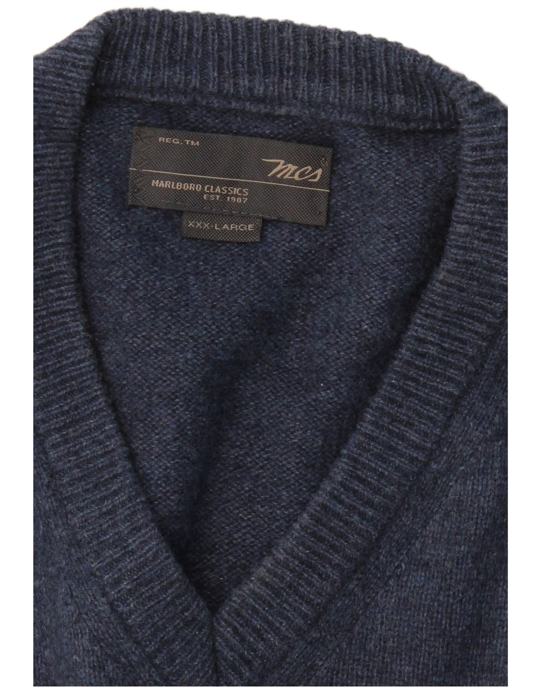 MARLBORO CLASSICS Maglione da uomo con scollo a V 3XL cotone blu navy