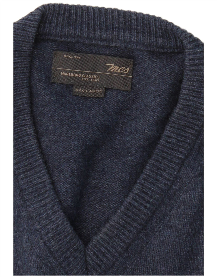 MARLBORO CLASSICS Maglione da uomo con scollo a V 3XL cotone blu navy
