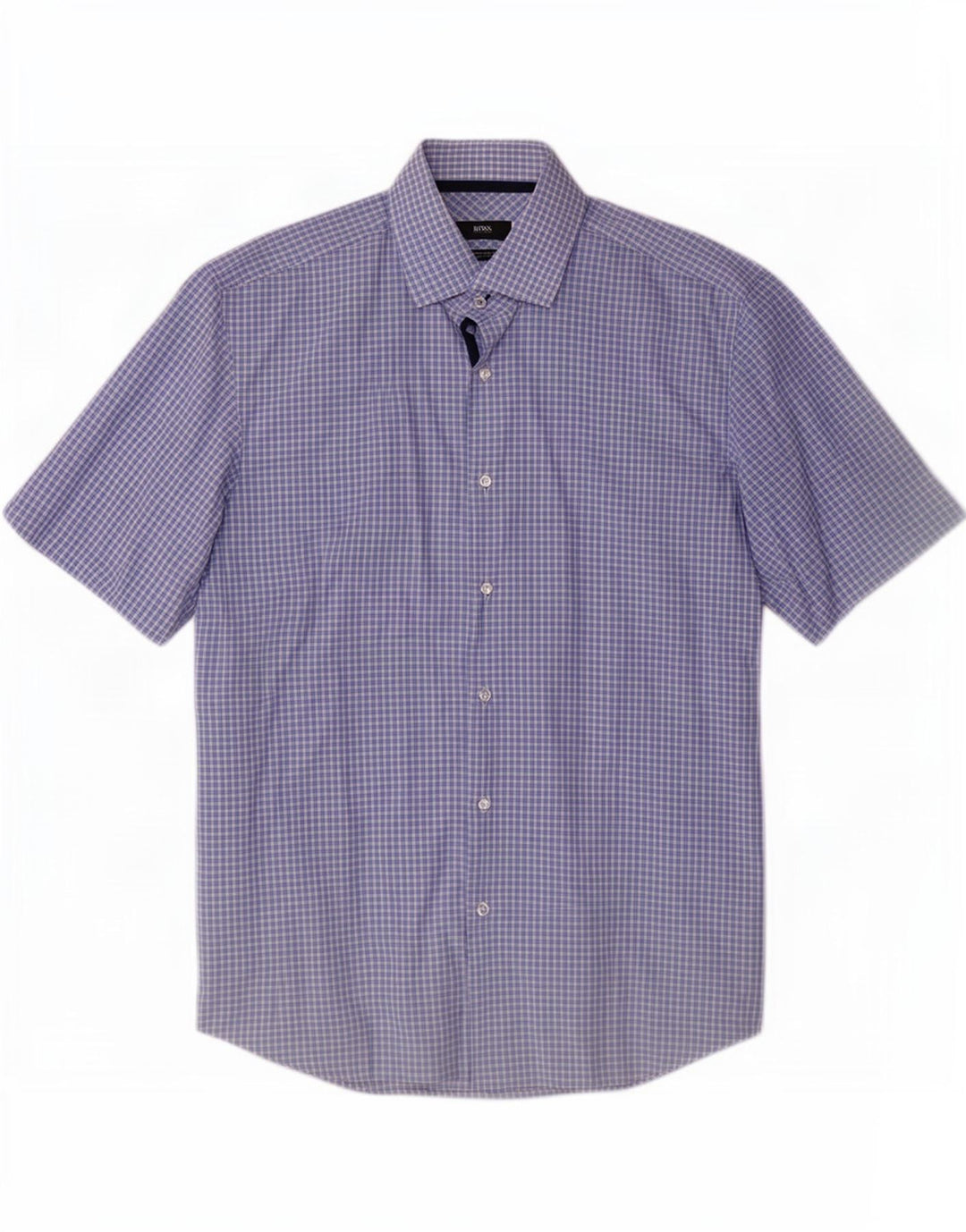 Hugo Boss Camicia da uomo a maniche corte con vestibilità regolare, grande motivo a quadri blu