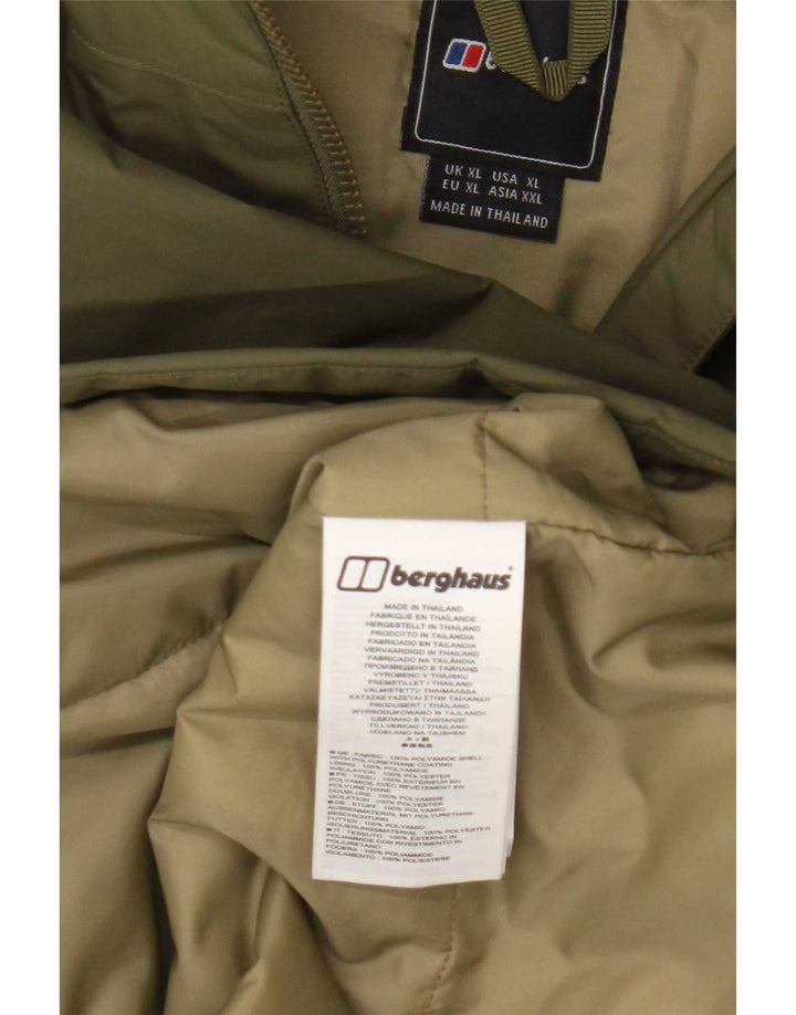 Giacca antipioggia da uomo con cappuccio Berghaus UK 42 XL kaki poliammide