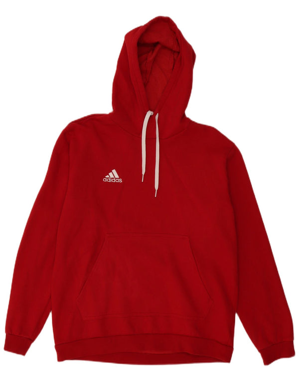 Felpa con cappuccio da uomo Adidas Large rossa in cotone