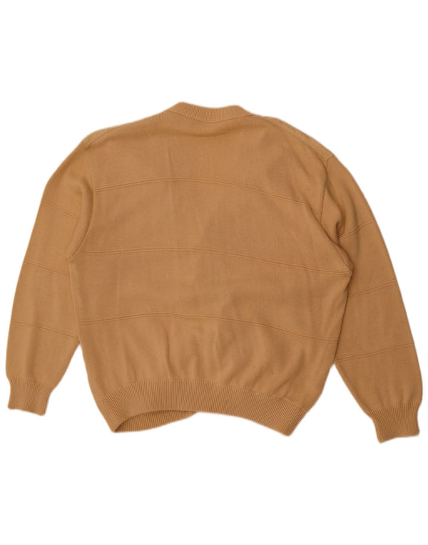 Maglione cardigan vintage da uomo a righe beige grandi