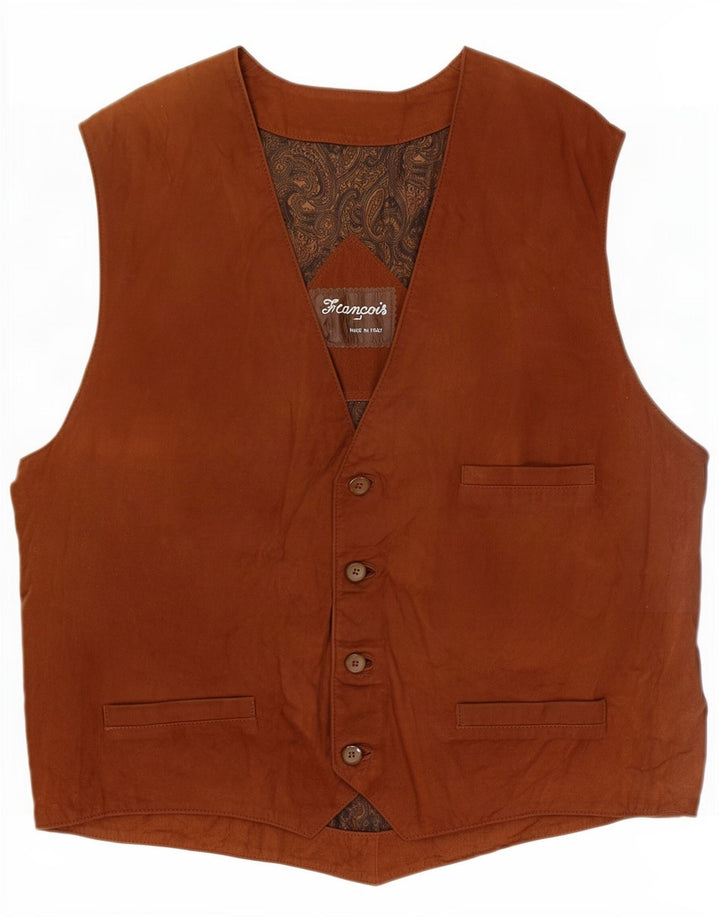 Gilet vintage da uomo in pelle scamosciata XL marrone