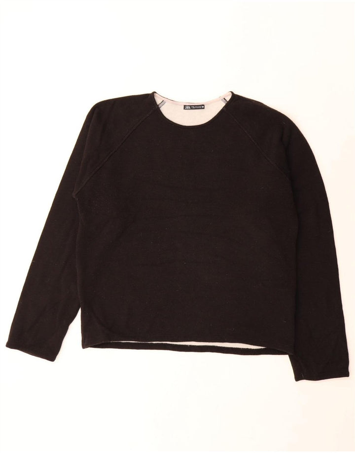 Felpa oversize da donna ZARA maglione UK 14 medio nero poliestere