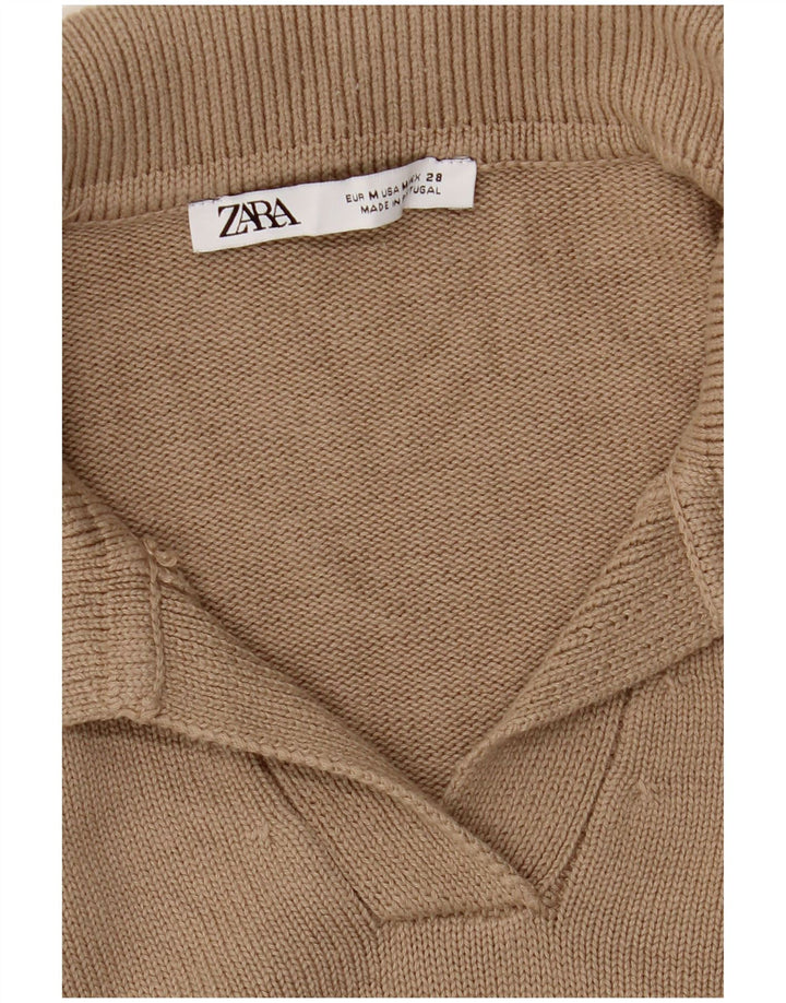 Maglione maglione collo alto da donna Zara UK 14 Beige medio