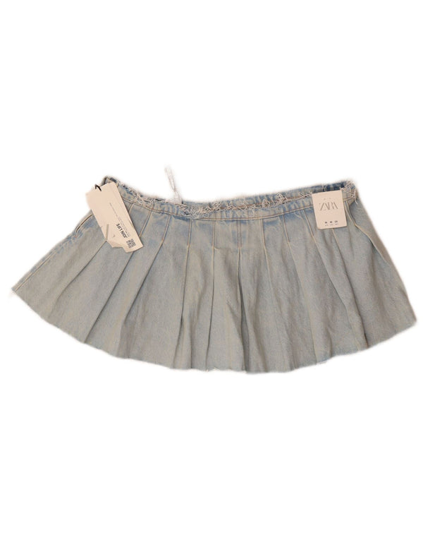 Mini gonna di jeans da donna Zara media W28 in cotone blu