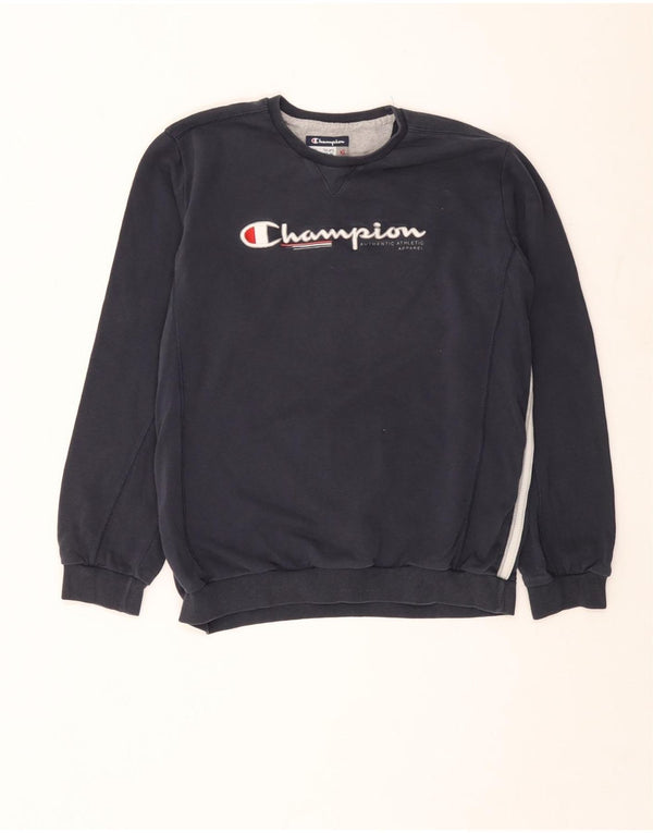 Felpa con grafica Champion per ragazzi, 13-14 anni, XL, cotone blu navy