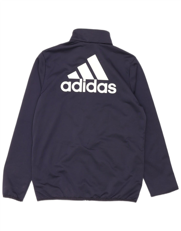 Giacca da ginnastica grafica da ragazzo Adidas 13-14 anni in poliestere blu navy