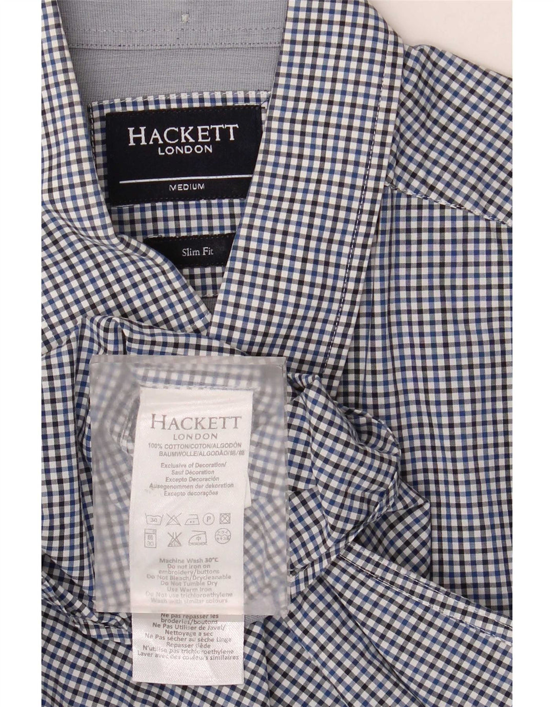 Camicia da uomo slim fit Hackett in cotone a quadretti blu medio