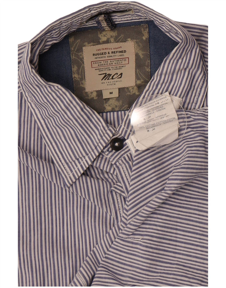 Camicia a maniche corte da uomo Marlboro Classics a righe blu medio