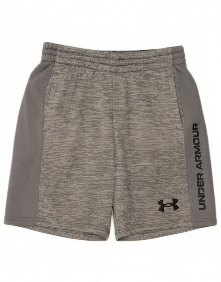 Pantaloncini sportivi con grafica da ragazzo Under Armour 9-10 anni grigio medio chiazzato