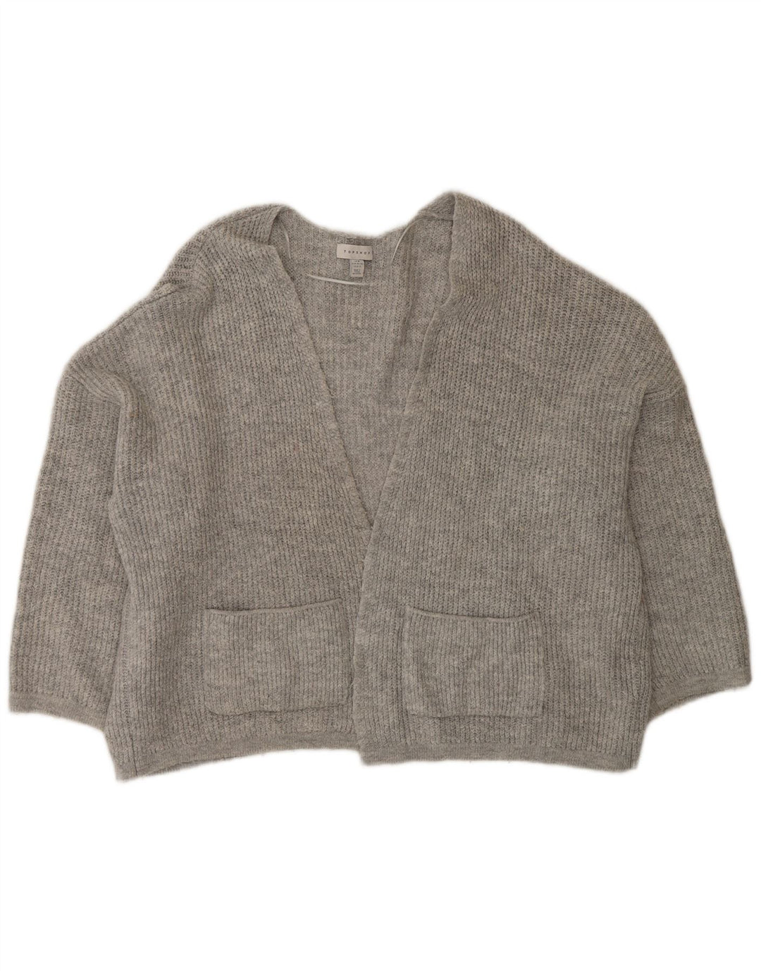 Maglione cardigan aperto oversize da donna Topshop UK 14 Acrilico grigio medio