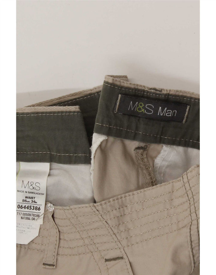 Pantaloncini cargo da uomo Marks & Spencer grandi W34 cotone beige