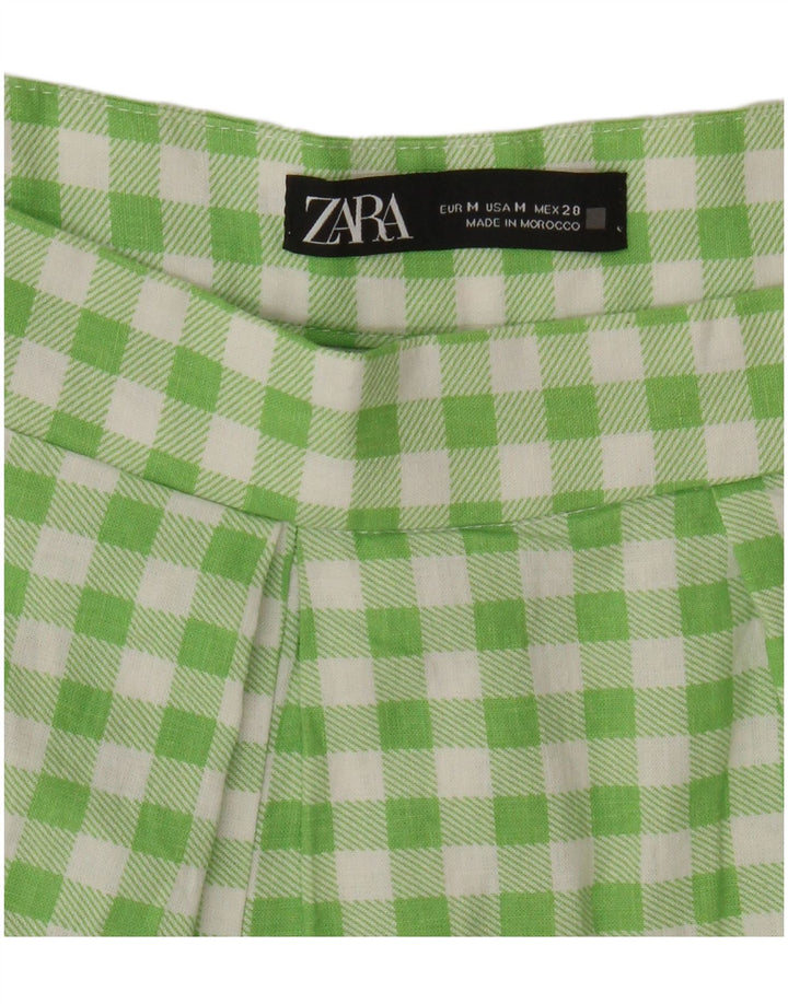 Pantaloncini casual con ancoraggio da donna Zara medi W28 verde a quadretti