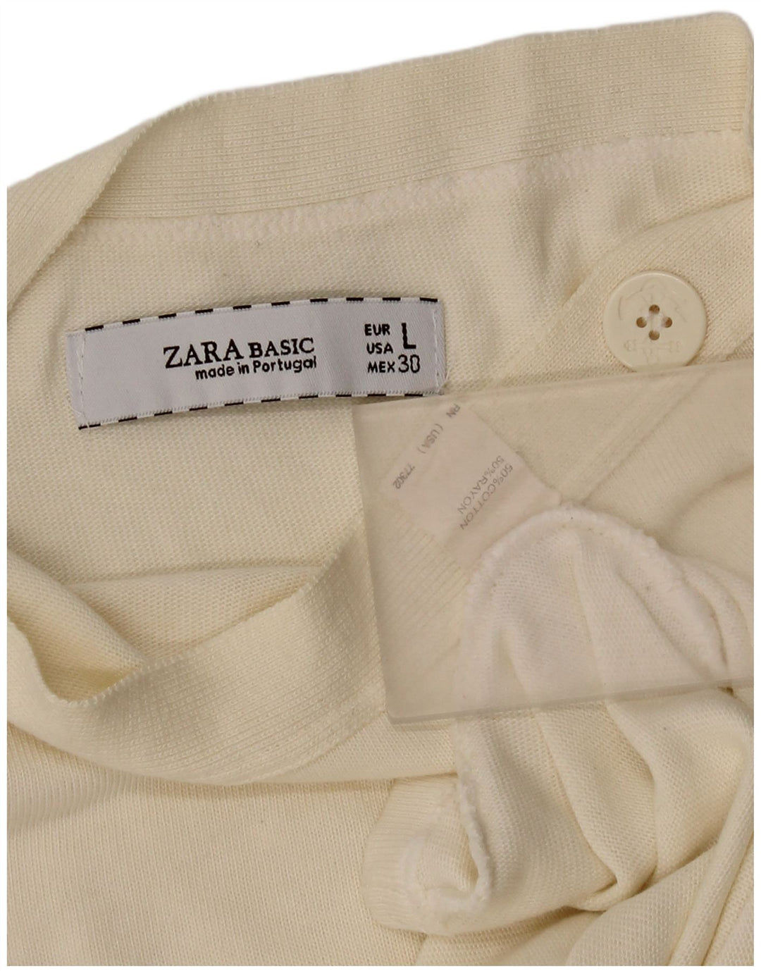 Top Zara da donna manica 3/4 UK 14 grande cotone bianco