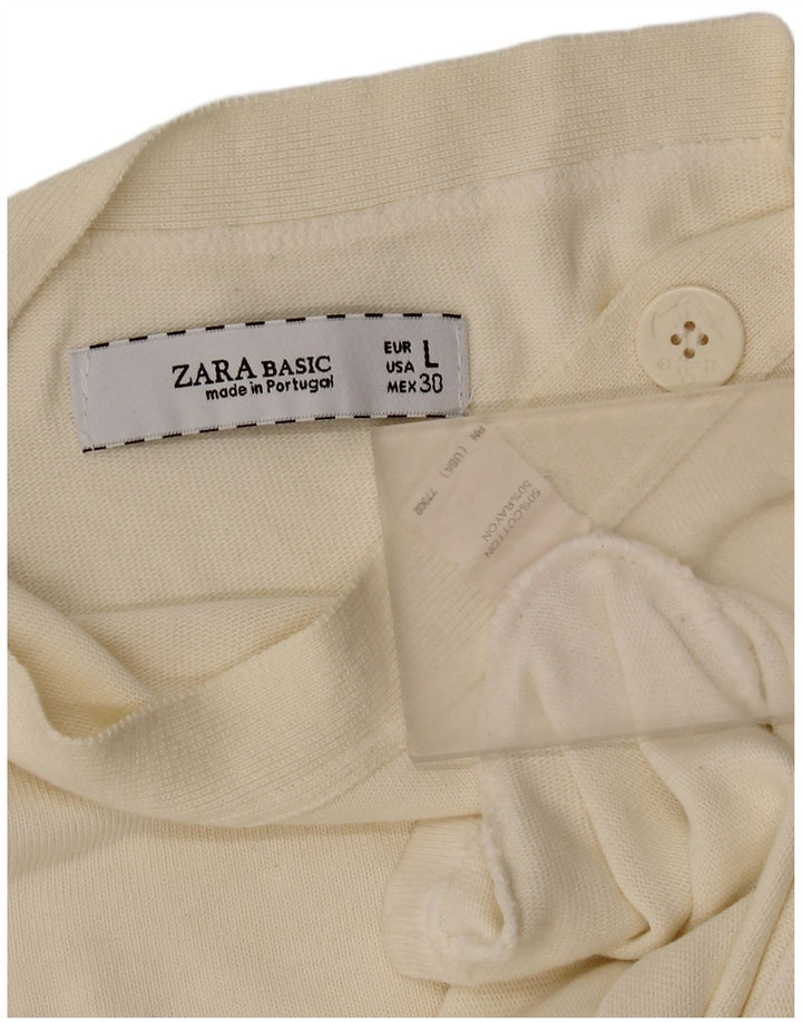 Top Zara da donna manica 3/4 UK 14 grande cotone bianco