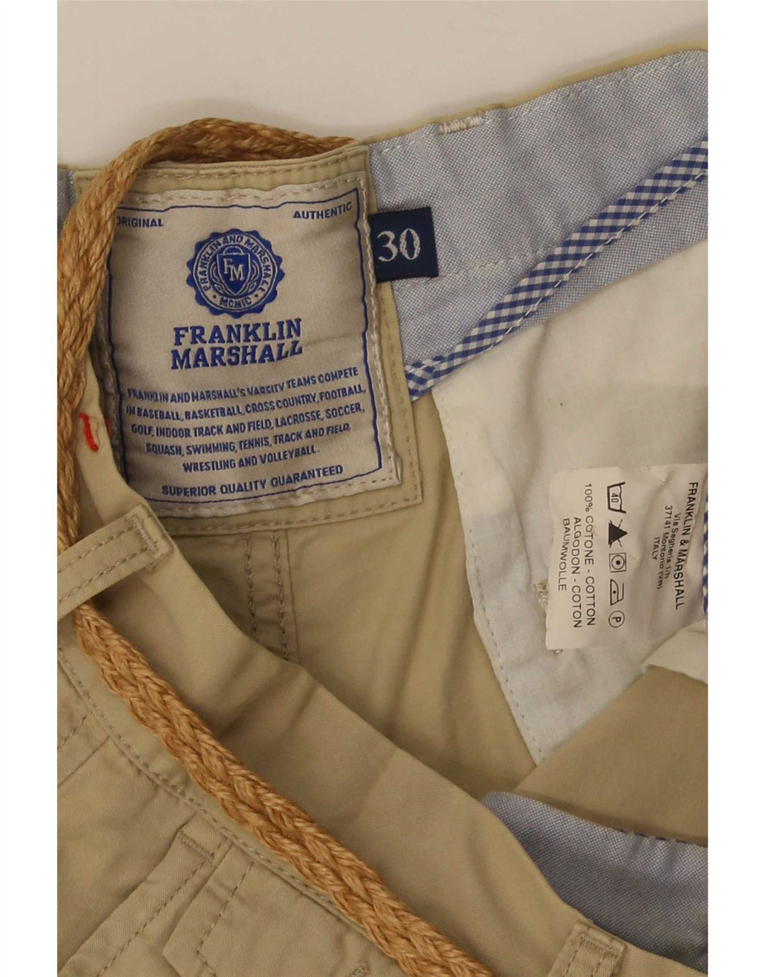 Pantaloncini chino da uomo Franklin Marshall W30 cotone beige medio