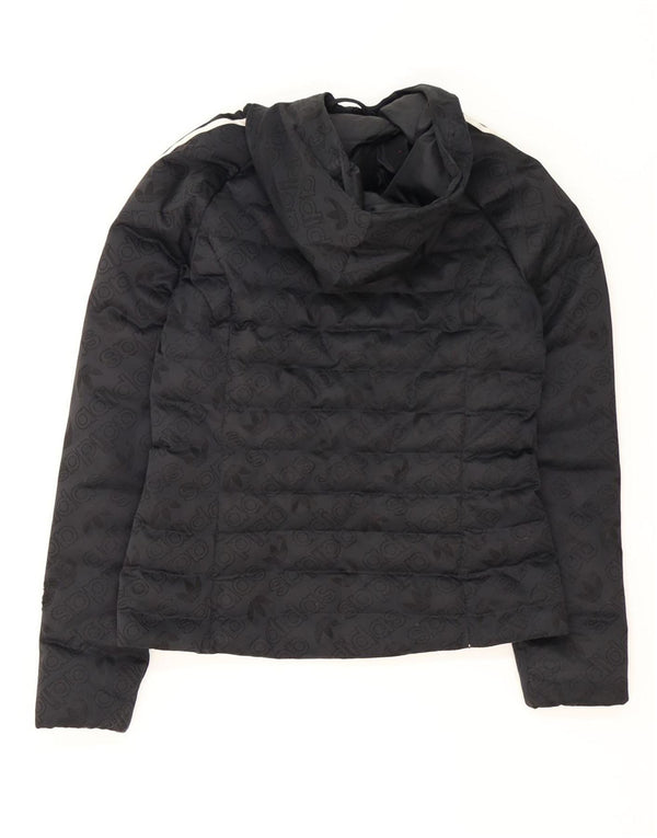 Giacca imbottita con cappuccio grafico da donna Adidas UK 8 Small poliestere nero