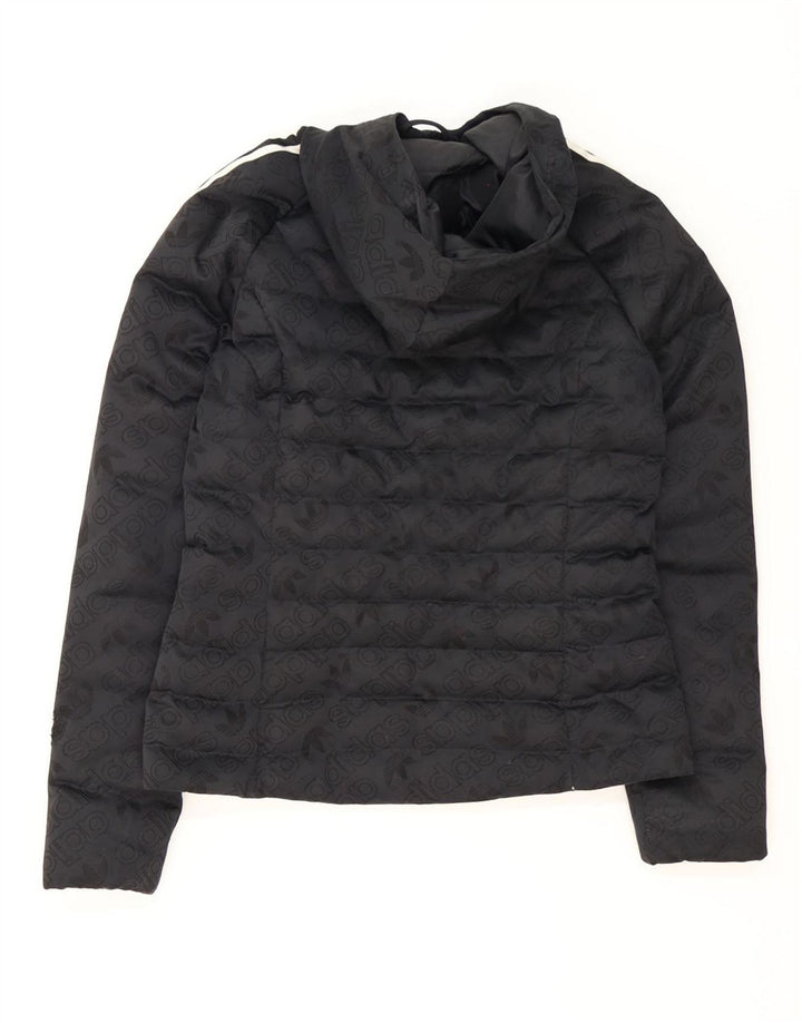 Giacca imbottita con cappuccio grafico da donna Adidas UK 8 Small poliestere nero