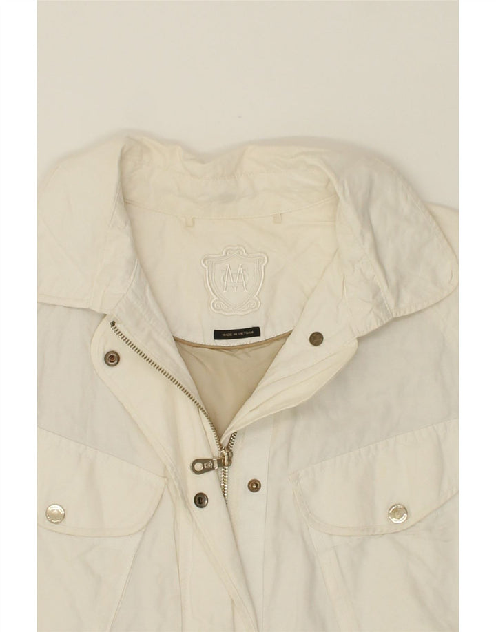 MASSIMO DUTTI Womens Utility Jacket UK 14 Medium Off White Cotton Vintage Massimo Dutti and Second-Hand Massimo Dutti from Messina Hembry 